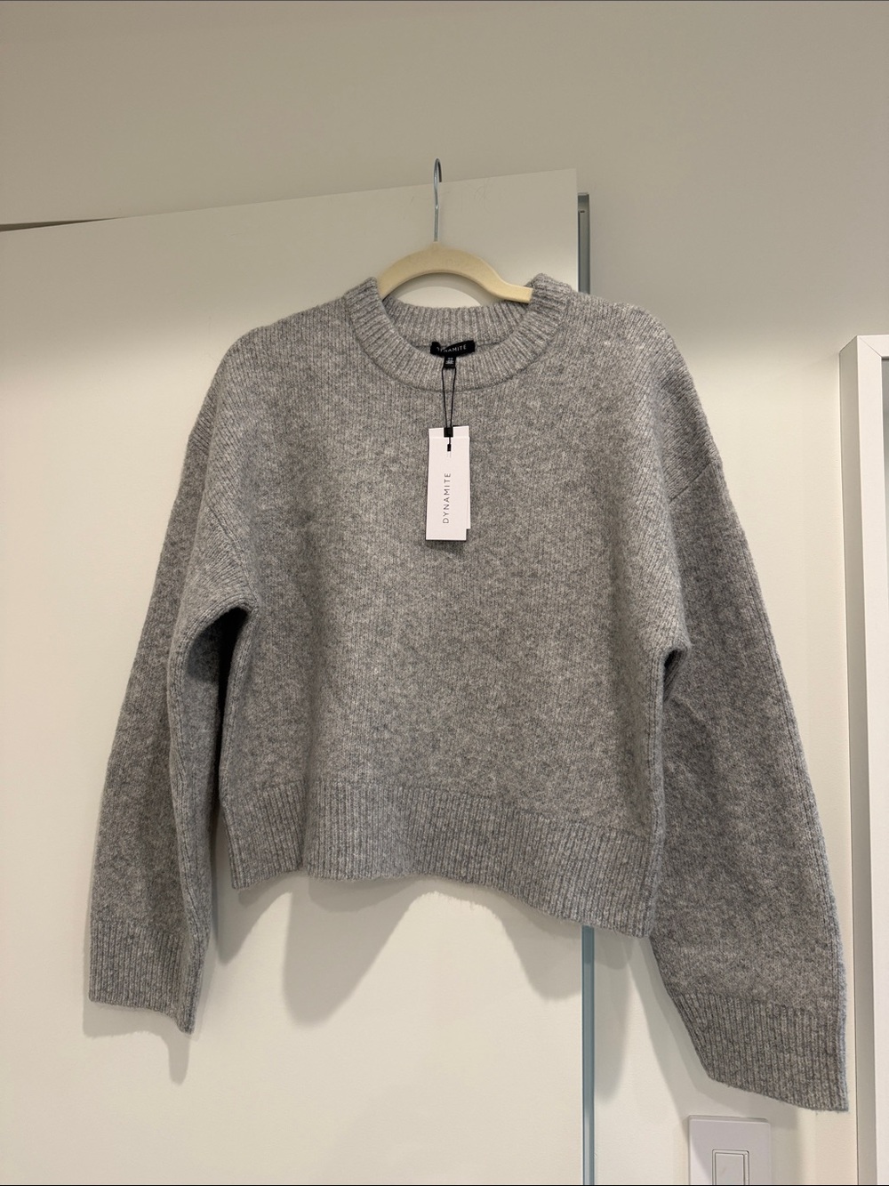 Dynamite Jane Raglan Gray Crewneck Women's Sweater - Soft Knit Pullover Small